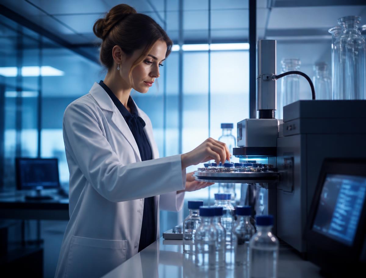 Scientist in modern laboratory